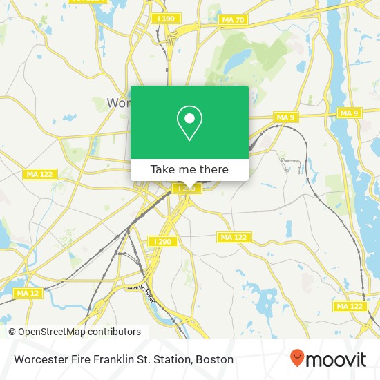 Worcester Fire Franklin St. Station map