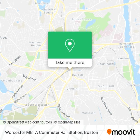 Mapa de Worcester MBTA Commuter Rail Station