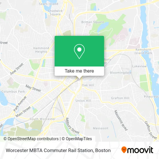 Worcester MBTA Commuter Rail Station map