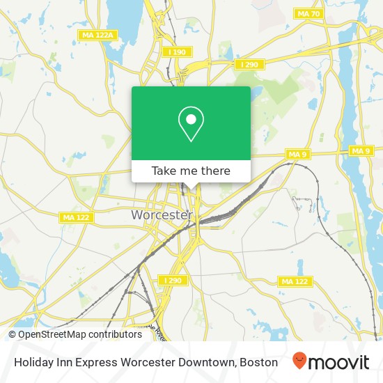 Mapa de Holiday Inn Express Worcester Downtown