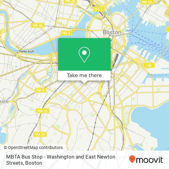 MBTA Bus Stop - Washington and East Newton Streets map