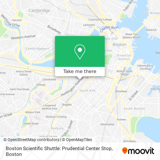 Boston Scientific Shuttle: Prudential Center Stop map