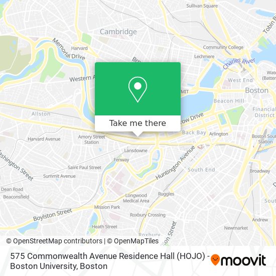 575 Commonwealth Avenue Residence Hall (HOJO) - Boston University map
