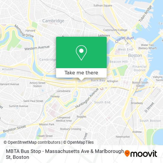 Mapa de MBTA Bus Stop - Massachusetts Ave & Marlborough St