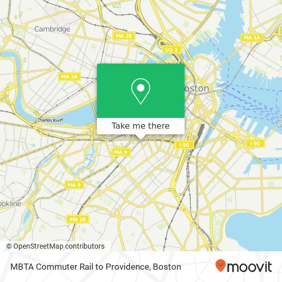Mapa de MBTA Commuter Rail to Providence