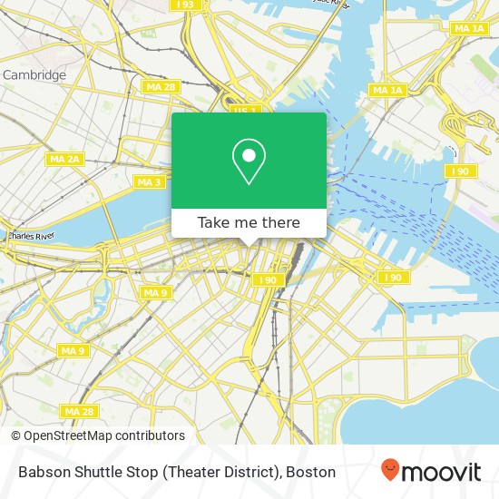Mapa de Babson Shuttle Stop (Theater District)