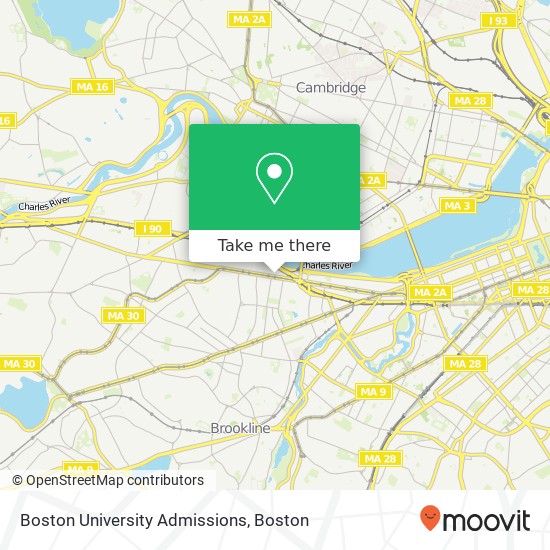 Mapa de Boston University Admissions