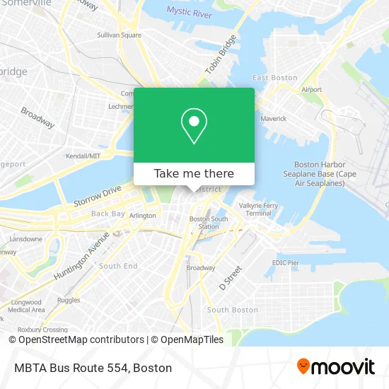 MBTA Bus Route 554 map
