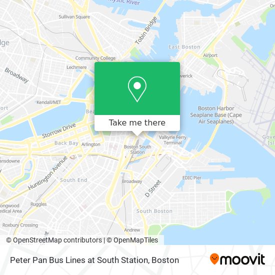 Peter Pan Bus Lines at South Station map