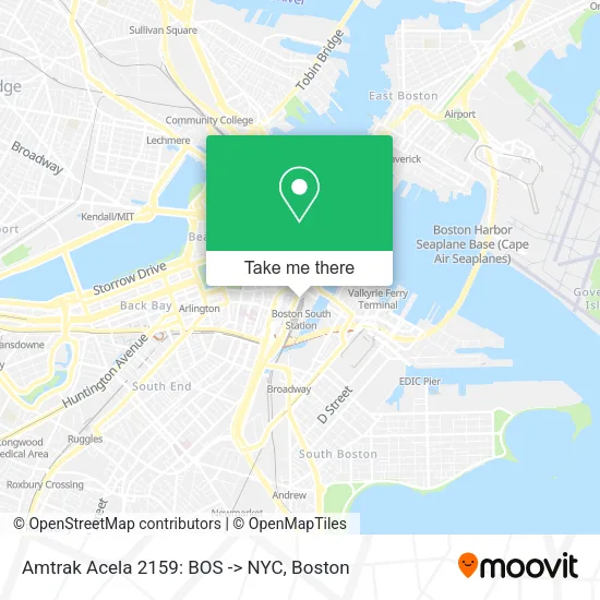 Mapa de Amtrak Acela 2159: BOS -> NYC