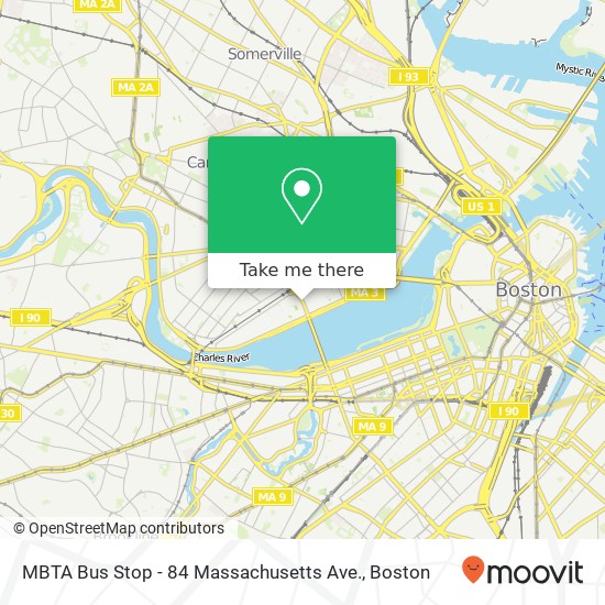 Mapa de MBTA Bus Stop - 84 Massachusetts Ave.