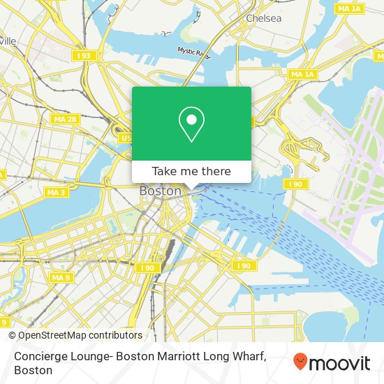 Mapa de Concierge Lounge- Boston Marriott Long Wharf