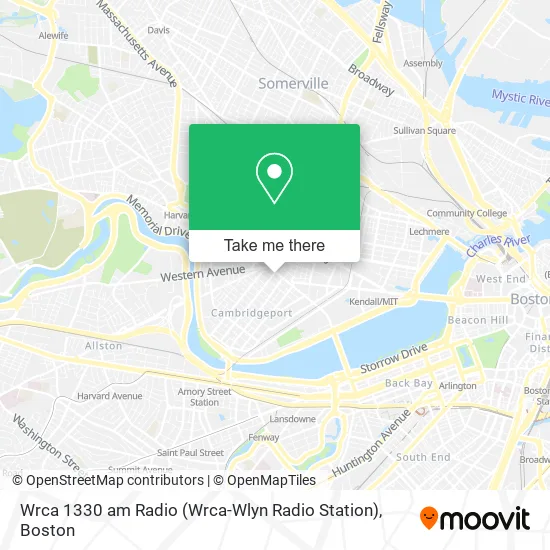 Mapa de Wrca 1330 am Radio (Wrca-Wlyn Radio Station)