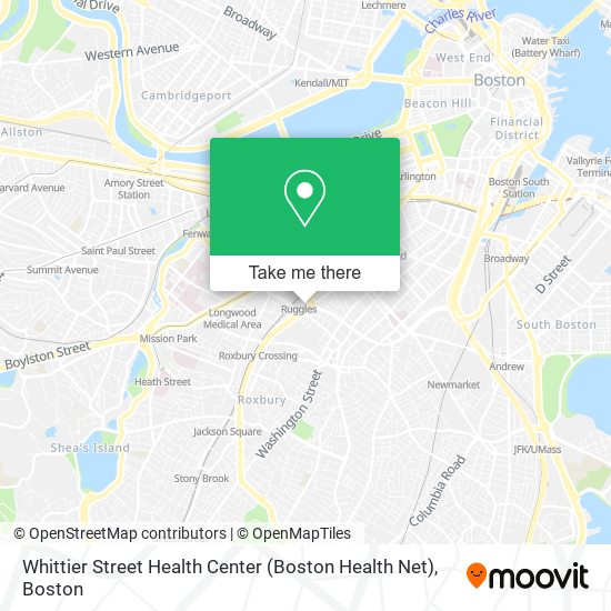 Mapa de Whittier Street Health Center (Boston Health Net)