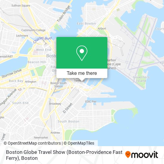 Boston Globe Travel Show (Boston-Providence Fast Ferry) map