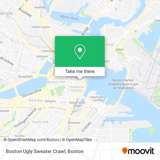 Boston Ugly Sweater Crawl map