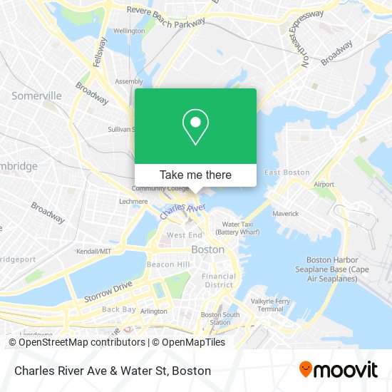 Charles River Ave & Water St map