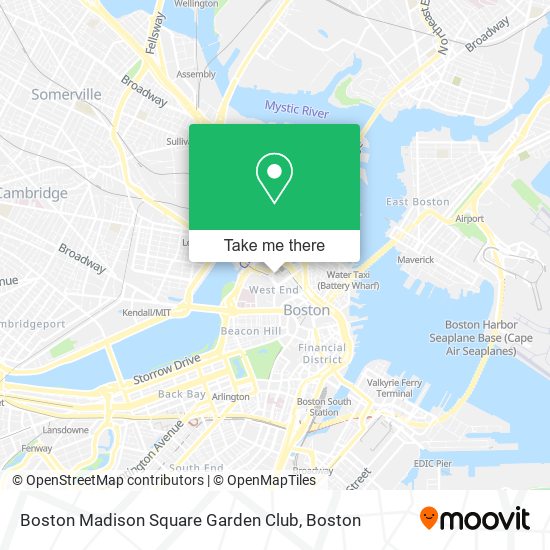 Boston Madison Square Garden Club map
