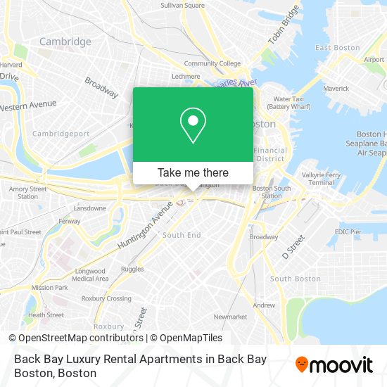 Mapa de Back Bay Luxury Rental Apartments in Back Bay Boston