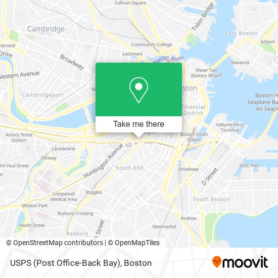 Mapa de USPS (Post Office-Back Bay)