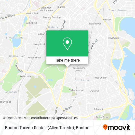 Mapa de Boston Tuxedo Rental- (Allen Tuxedo)