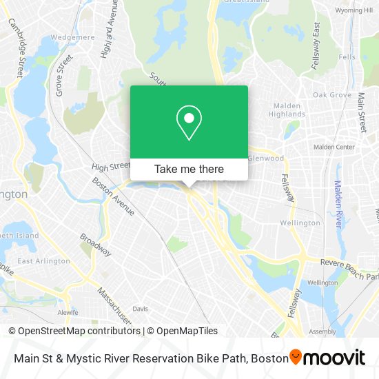 Main St & Mystic River Reservation Bike Path map