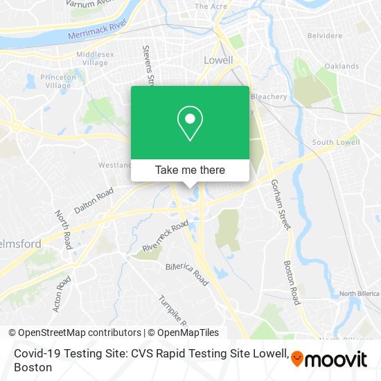 Mapa de Covid-19 Testing Site: CVS Rapid Testing Site Lowell