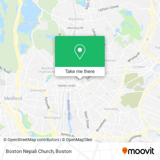 Boston Nepali Church map