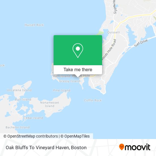 Oak Bluffs To Vineyard Haven map