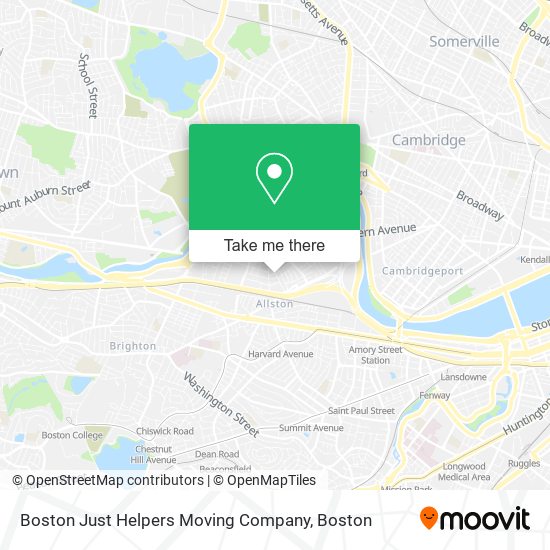 Mapa de Boston Just Helpers Moving Company