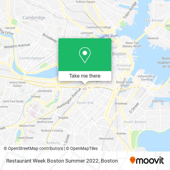 Mapa de Restaurant Week Boston Summer 2022