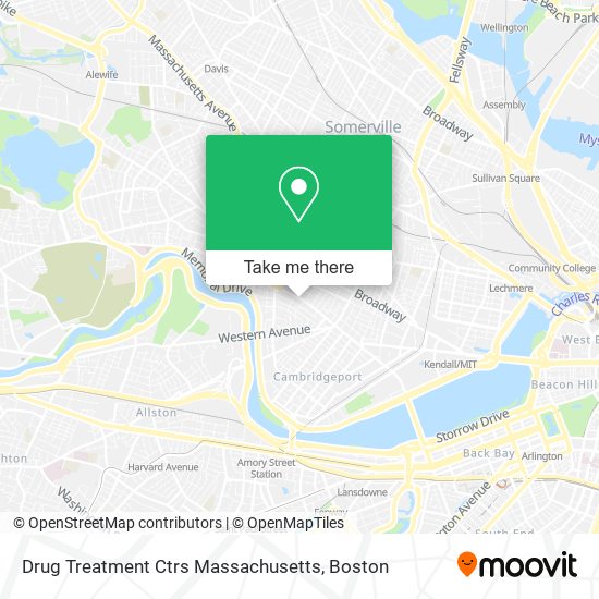 Mapa de Drug Treatment Ctrs Massachusetts