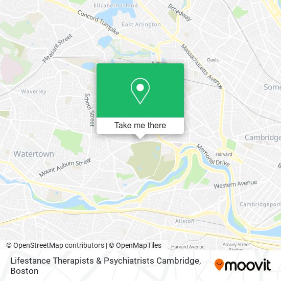 Mapa de Lifestance Therapists & Psychiatrists Cambridge