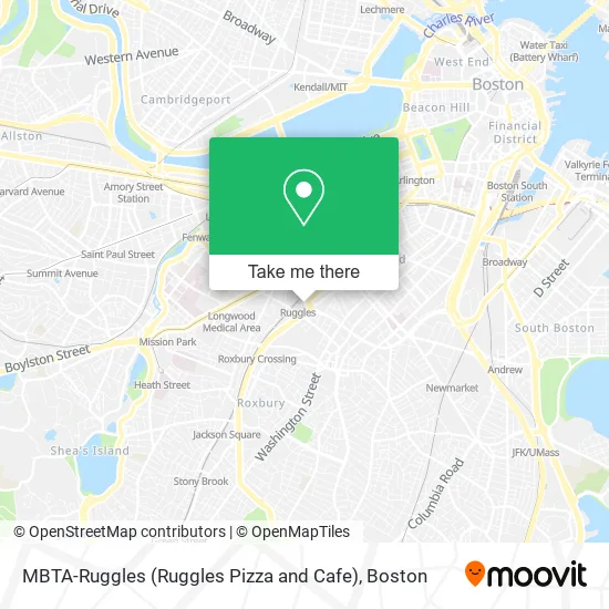 Mapa de MBTA-Ruggles (Ruggles Pizza and Cafe)