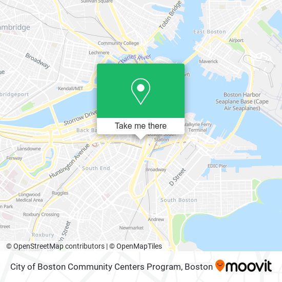 City of Boston Community Centers Program map
