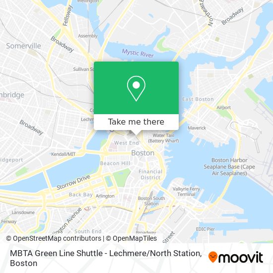 Mapa de MBTA Green Line Shuttle - Lechmere / North Station