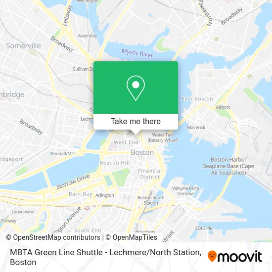 MBTA Green Line Shuttle - Lechmere / North Station map