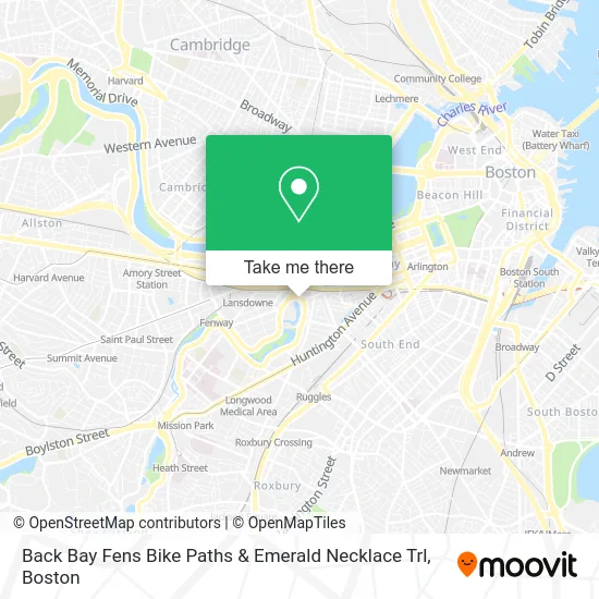 Back Bay Fens Bike Paths & Emerald Necklace Trl map