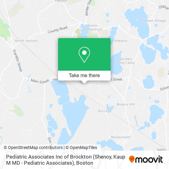 Mapa de Pediatric Associates Inc of Brockton (Shenoy, Kaup M MD - Pediatric Associates)