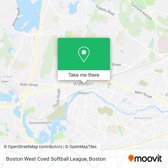Boston West Coed Softball League map