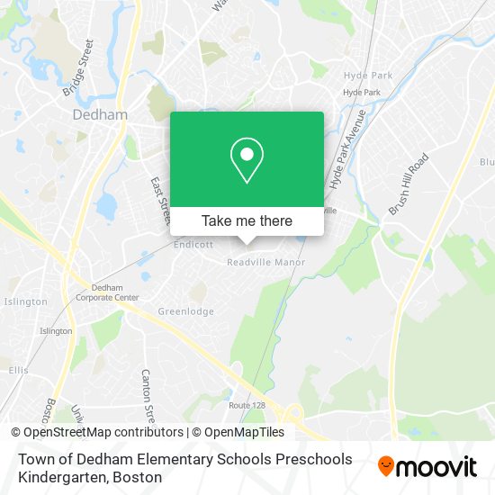 Town of Dedham Elementary Schools Preschools Kindergarten map