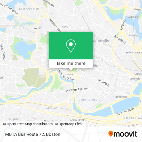 Mapa de MBTA Bus Route 72