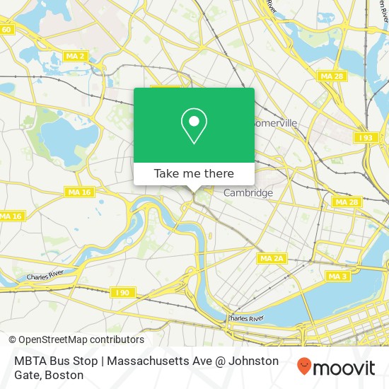MBTA Bus Stop | Massachusetts Ave @ Johnston Gate map