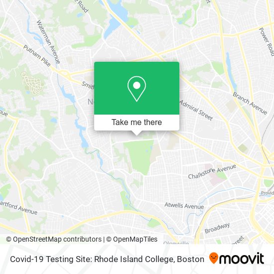 Covid-19 Testing Site: Rhode Island College map