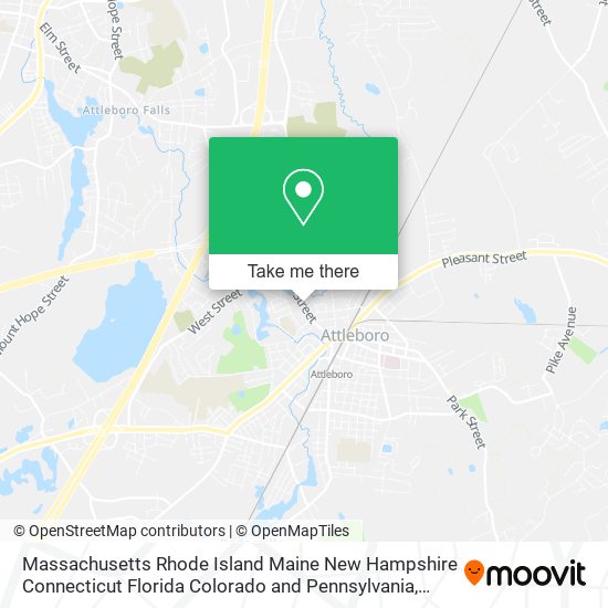 Mapa de Massachusetts Rhode Island Maine New Hampshire Connecticut Florida Colorado and Pennsylvania