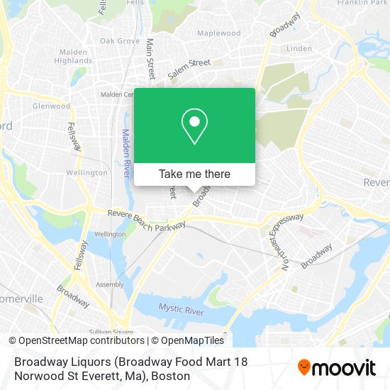 Mapa de Broadway Liquors (Broadway Food Mart 18 Norwood St Everett, Ma)