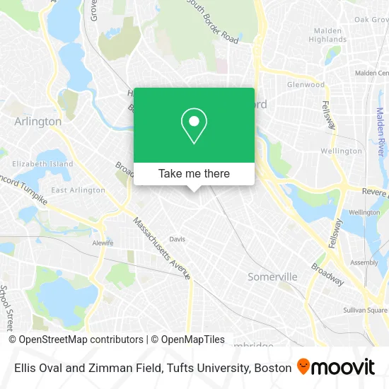 Ellis Oval and Zimman Field, Tufts University map