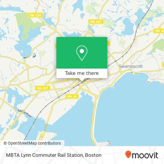 Mapa de MBTA Lynn Commuter Rail Station