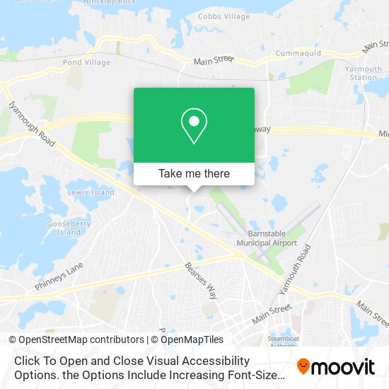 Click To Open and Close Visual Accessibility Options. the Options Include Increasing Font-Size and map