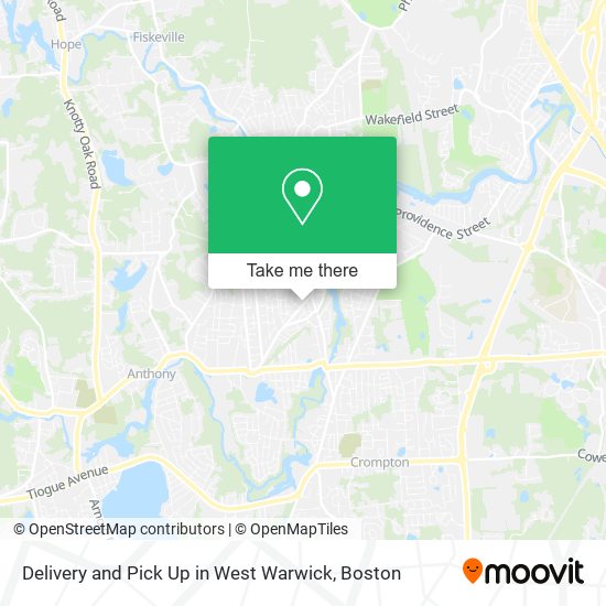 Delivery and Pick Up in West Warwick map